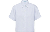 PRADA Short Sleeved Oxford Shirt 'White/Bright Blue'