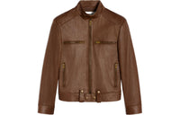 CELINE SS24 Leather Jacket Women's Brown