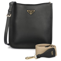 PRADA Leather Shoulder Bag Women's Black