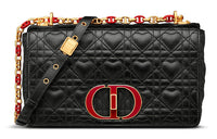DIOR Cow Leather Chain Shoulder Bag, Crossbody Bag, Handbag Women's Black
