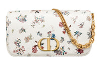 DIOR Caro Cow Leather One Shoulder Crossbody Cell Phone Pouch Regular Women's Milk White