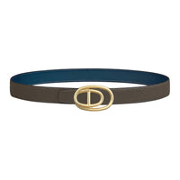 HERMES Leather Leather Belts Unisex Brown/Blue Width: 3.2cm