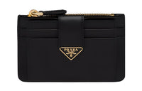 PRADA Saffiano Leather Card Holder Women's Black