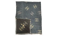 CHANEL Knit Scarf Women's Blue/Gray