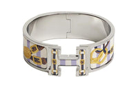 HERMES Enamel Palladium-Plated Bangles Women's Silver