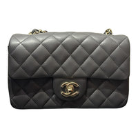 CHANEL Classic Flap CF Lambskin Shoulder Bag Crossbody Bag Mini Women's Dark Gray