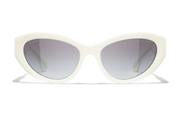 CHANEL Acetate Irregular Shape Sunglasses Unisex White