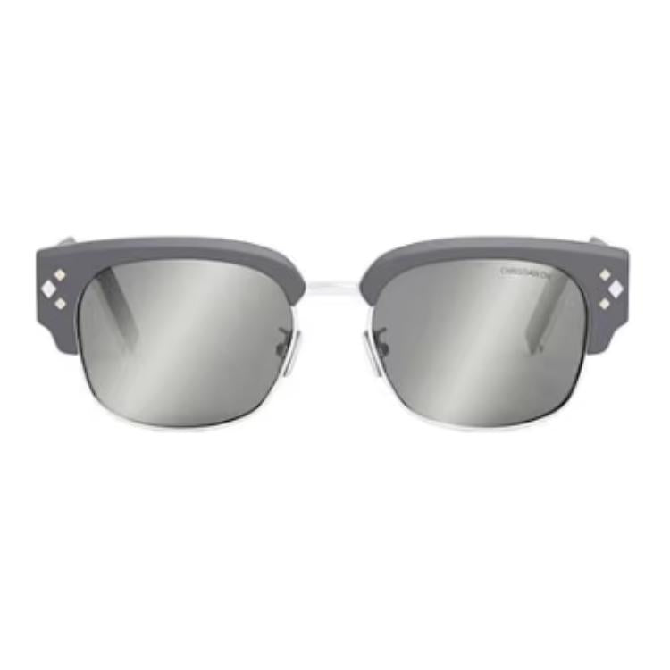 DIOR Plate Frame Acetate Oval Sunglasses Men's Gray