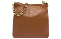 MIU MIU Leather Crossbody Bag Shoulder Bag Large Size Women's Brown