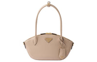 PRADA Leather Shoulder Bag Crossbody Bag Handbag Small Size Women's Limestone Color