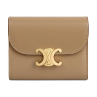 CELINE Triomphe Cow Leather Wallet Women's Smoky Brown