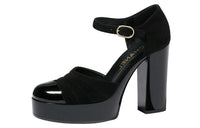 CHANEL Chunky Heel High Heels 11cm Women's Black