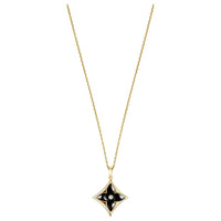 LOUIS VUITTON 18K Gold Black Agate Diamond Necklaces Women's Gold