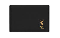 SAINT LAURENT Monogram Grain Leather Card Holder Card Holder Women's Black