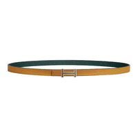 HERMES Calfskin Leather Belts Women's Yellow Green Width 1.3CM