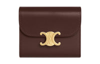 CELINE Triomphe Shiny Calfskin Wallet Small Size Women's Chestnut