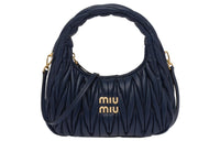 MIU MIU Wander Series Soft Sheep Leather Hobo Shoulder Bag Women's Sea Blue
