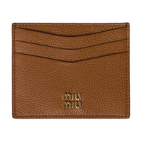 MIU MIU Calfskin Card Holder Women's Cognac