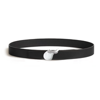 HERMES Calfskin Palladium-Plated Leather Belts Men's Black Width: 3.2CM