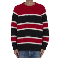 CELINE Oversized Crew Neck Sweater In Brushed Striped Cotton