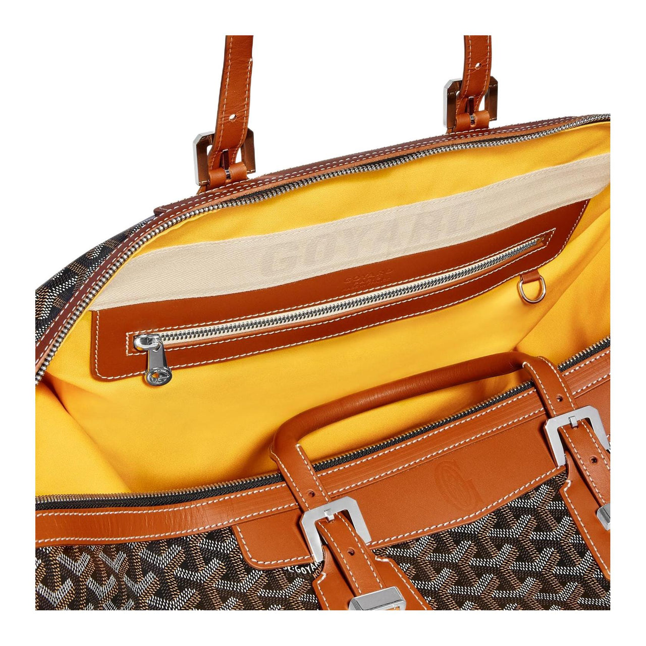 GOYARD Bowling Canvas With Leather Shoulder Bag, Crossbody Bag, Handbag, Travel Bag Unisex Brown