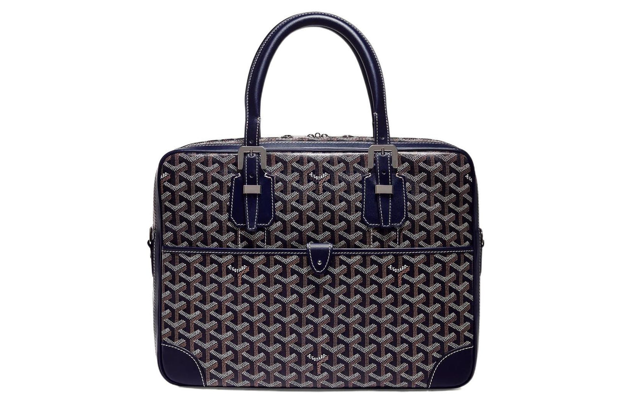 GOYARD Ambassade Canvas With Leather Handbags Briefcases Small Size Unisex Marine Blue