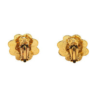 CHANEL 1996 Plated Cc Flower Clip On Costume Earrings