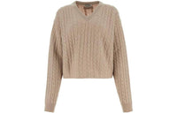 MIU MIU Cable-Knitted V-Neck Jumper
