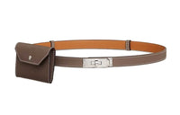 HERMES Comfortable Silver Buckle Epsom Calfskin Belt Women's Brown Width 1.8cm