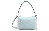 LOUIS VUITTON Ostrich Leather Soft Box Shoulder Bag Crossbody Bag Handbag Women's Light Blue
