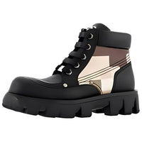 LOUIS VUITTON Ankle-Length Martin Boot Men's Black Beige Brown