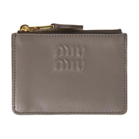 MIU MIU Cow Leather Card Holder Women's Gray