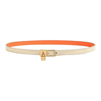 HERMES Logo Emblem Pin Buckle Leather Leather Belts Women's Beige