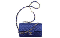 CHANEL Classic Flap CF Silk Shoulder Bag Crossbody Bag Mini Women's Dark Blue