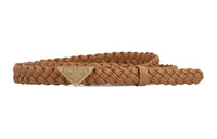 PRADA Woven Detail Leather Belts Women's Brown -