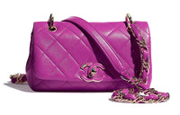 CHANEL Sheepskin Shoulder Bag Small Size Women's Purple