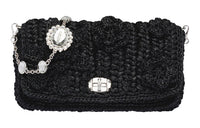 MIU MIU Raffia Shoulder Bag Women's Black