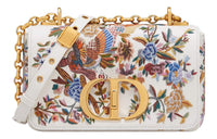 DIOR Caro Sheepskin Patchwork Embroidery Handheld Shoulder Bag Crossbody Bag Small Size Women's White