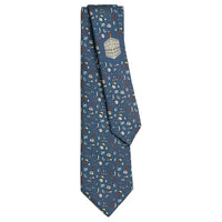 HERMES Mulberry Silk Ties Unisex Blue