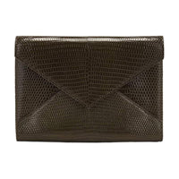 SAINT LAURENT PARIS Crocodile Leather Passport Holder Women's Brown
