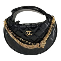 CHANEL Bright Wrinkled Calfskin Handbag Women's Black