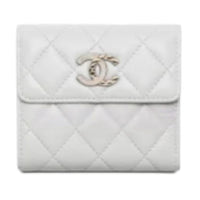 CHANEL Lambskin Wallet Women's Light Gray