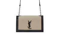 SAINT LAURENT Canvas Patchwork With Smooth Leather Shoulder Bag, Crossbody Bag Women's Ecru