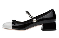 MIU MIU Naplak Chunky Heel High Heels 3.5cm Women's Black White