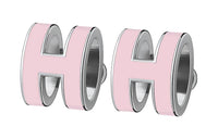 HERMES Earrings Women's Candy Pink With Silver Trim