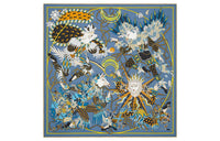 HERMES Silk Scarves Unisex Charcoal Gray/Gold/Caramel