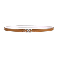 HERMES Calfskin Metal Palladium-Plated Leather Belts Women's Brown/Pink Width 1.3CM