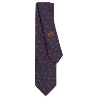 HERMES Mulberry Silk Ties Men's Marine Blue/Red