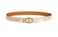 HERMES Leather Belts Women's Cream White/Gold/Orange And Rose