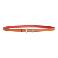 HERMES Calfskin Leather Belts Women's Orange 1.3CM